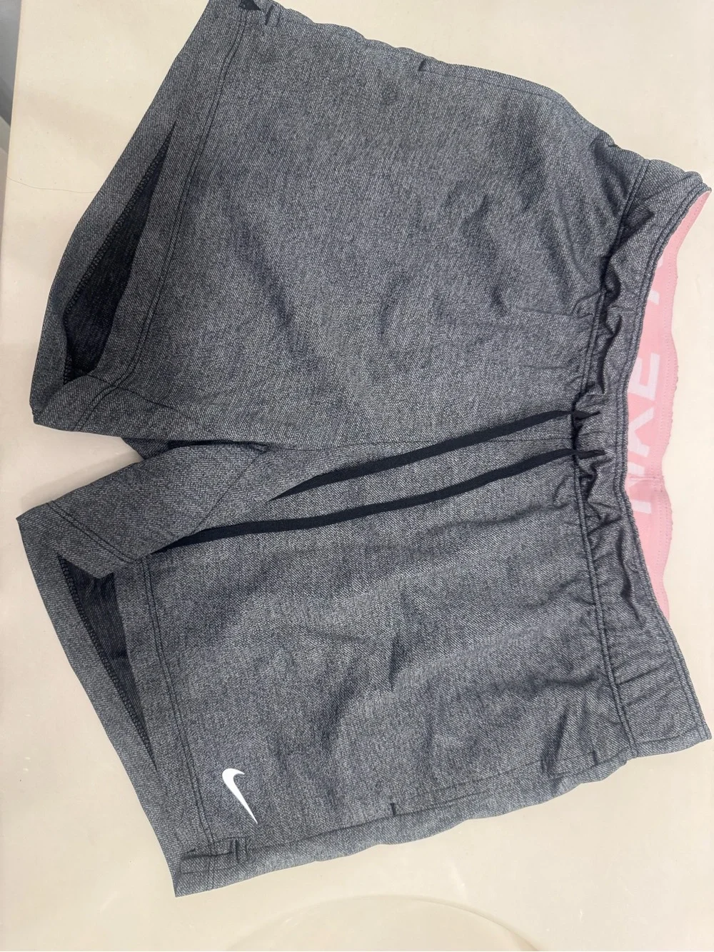 Nike Black Heather Shorts with Pink Branded Waistband
